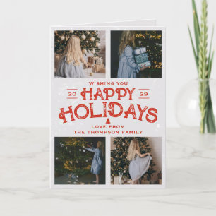 4 Family Photos Collage Christmas Happy Holidays Holiday Card