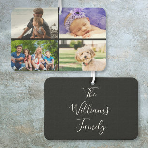 4 Favourite Photo Collage Elegant Script Name Car Air Freshener