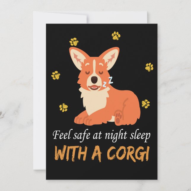 4 Feel Safe At Night Sleep With A Corgi Invitation (Front)