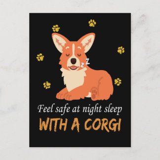 4 Feel Safe At Night Sleep With A Corgi Postcard