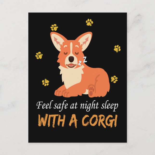 4 Feel Safe At Night Sleep With A Corgi Postcard (Front)