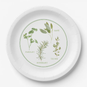 4 FRESH HERBS 9" Round Paper Plates