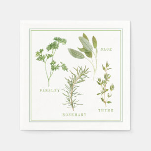 4 FRESH HERBS Standard Cocktail Paper Napkins