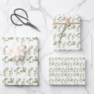 4 FRESH HERBS Wrapping Paper 3 Flat Sheets