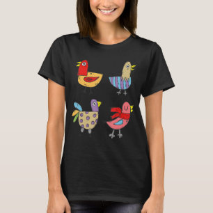 4 Fun Birds Illustration T-Shirt