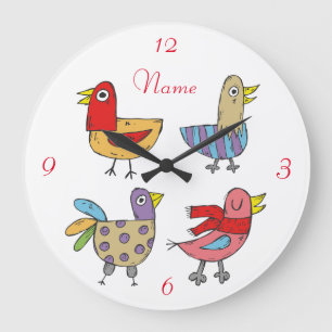 4 Funny Birds Thunder_Cove Large Clock