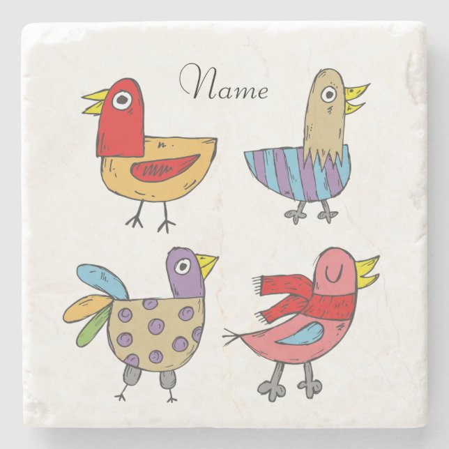 4 Funny Birds Thunder_Cove Stone Coaster (Front)