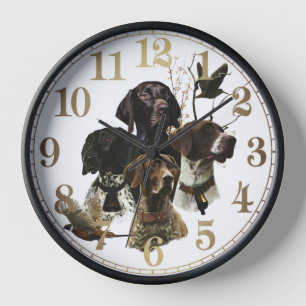 4 German Shorthaired Pointer Colours  Clock