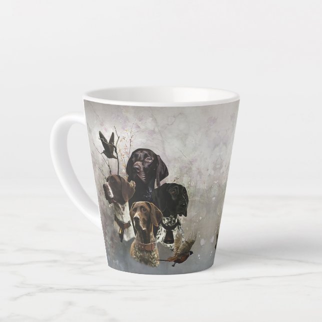 4 German Shorthaired Pointer Colours  Latte Mug (Left Angle)