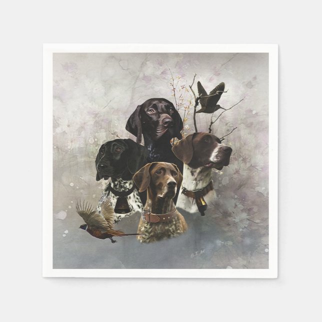 4 German Shorthaired Pointer Colours  Napkin (Front)