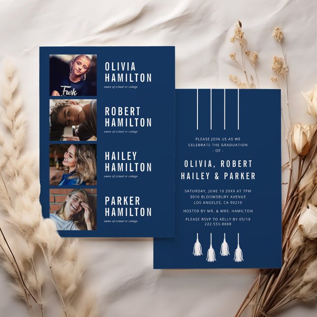 4 Grads Joint Graduation Party Invitation (Creator Uploaded)