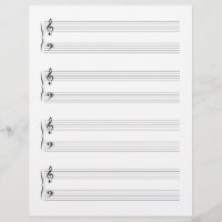 4 Grand Staffs Staves Music Manuscript Paper