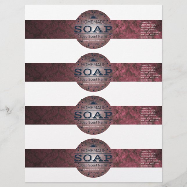 4- Homemade Vintage Style Soap Wraps (Front)