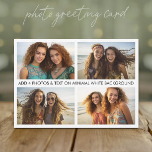 4 Horizontal Photo Collage - 1 Simple Line of Text Holiday Card