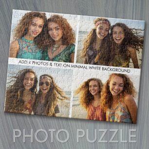 4 Horizontal Photo Collage - 1 Simple Line of Text Jigsaw Puzzle