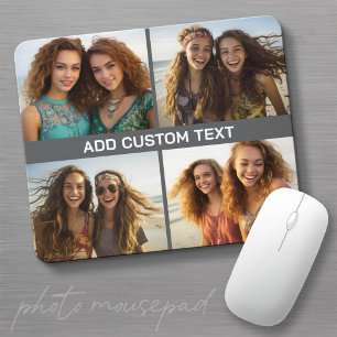 4 Horizontal Photo Collage with One Line of Text Mouse Pad