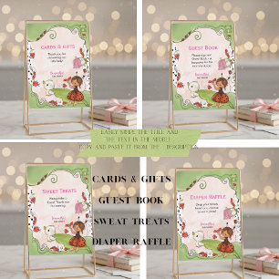 4-in-1 Ladybug Baby Shower Station Sign Template