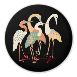 4 Japanese Cranes Thunder_Cove Ceramic Knob