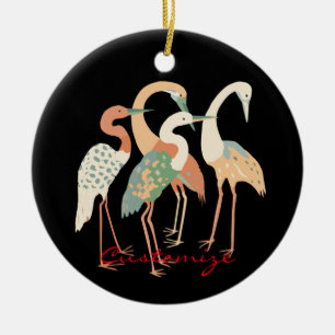 4 Japanese Cranes Thunder_Cove Ceramic Tree Decoration