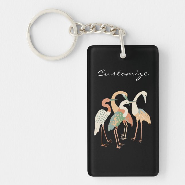 4 Japanese Cranes Thunder_Cove Key Ring (Front)