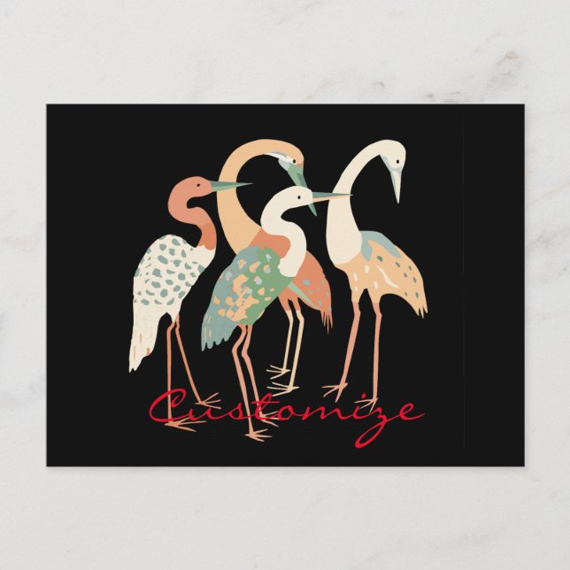 4 Japanese Cranes Thunder_Cove Postcard (Front)