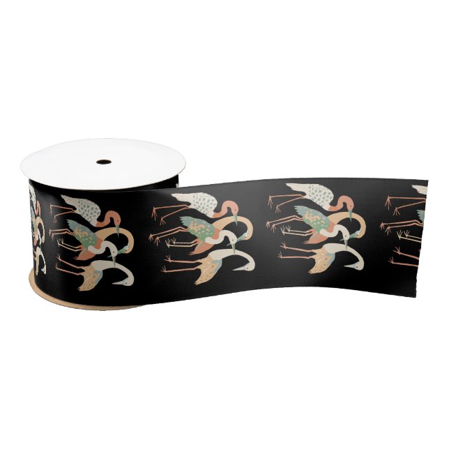 4 Japanese Cranes Thunder_Cove Satin Ribbon (Spool)
