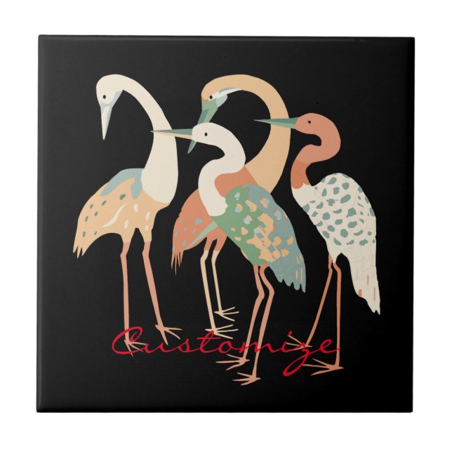 4 Japanese Cranes Thunder_Cove Tile (Front)
