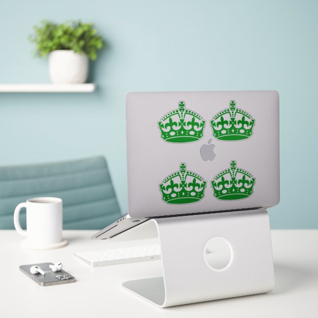 4 Keep Calm Crown Green (Laptop On Desk)
