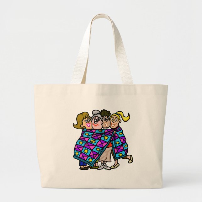 4 Ladies Wrapped In Quilt Tote (Front)