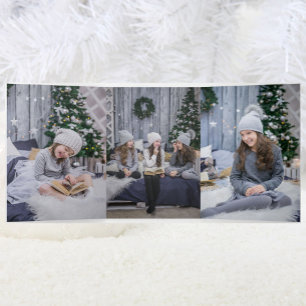 4 Large Photo Merry and Bright Christmas Tri-Fold Holiday Card