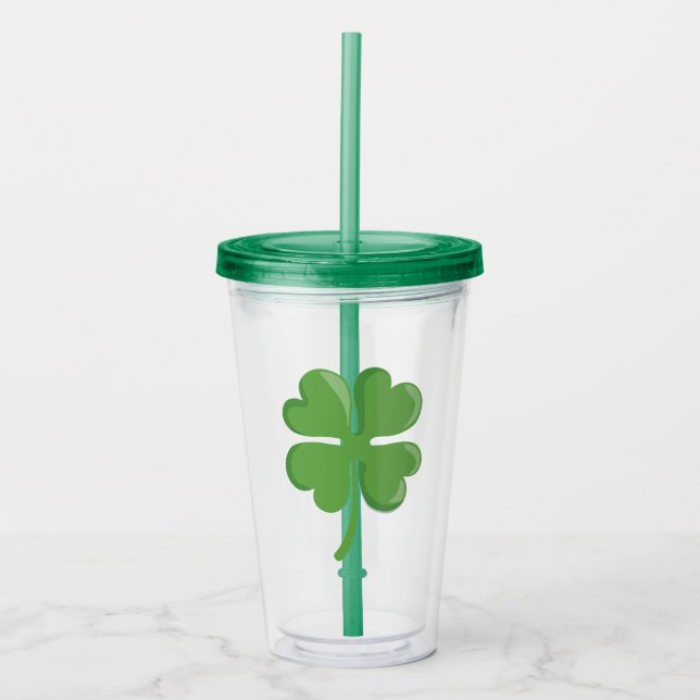 4 Leaf Clover Acrylic Tumbler (Front)