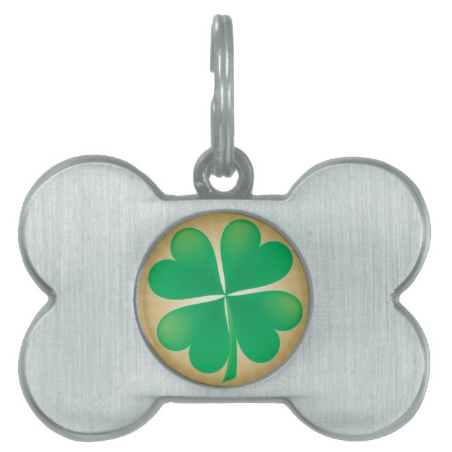 4 Leaf Clover Dog Bone Tag (Front)