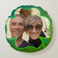 4 Leaf Clover Frame w/Text Round Pillow