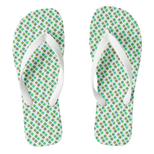 4 Leaf Clover Pattern on WHITE Jandals