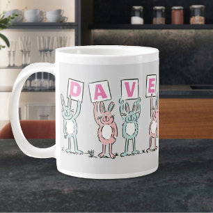 4 Letter Name Fun Rabbit Design Large Coffee Mug