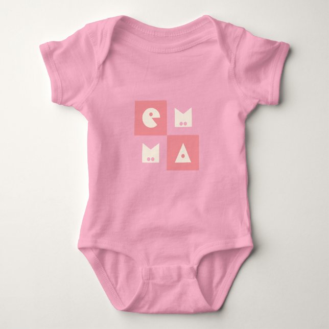 4 letter name hot pink clothing  baby bodysuit (Front)