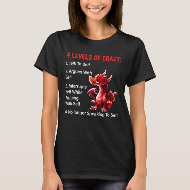 4 Levels Of Crazy Talks To Self Argues With Self D T-Shirt (Front)