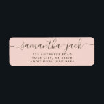 4 LINES Modern Wedding Stylish Return Address<br><div class="desc">4 LINES Modern Wedding Stylish Return Address label
4 LINES Modern Wedding Elegant Stylish Script Return Address simple label in golden hour blush pink and dark brown typo with couple family names in handwritten calligraphy and return address in standard classic sans serif font. Perfect for rspv and wedding invitations.</div>