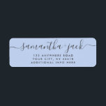 4 LINES Modern Wedding Stylish Return Address<br><div class="desc">4 LINES Modern Wedding Stylish Return Address label
4 LINES Modern Wedding Elegant Stylish Script Return Address simple label in dusty blue and dark grey typo with couple family names in handwritten calligraphy and return address in standard classic sans serif font. Perfect for rspv and wedding invitations.</div>