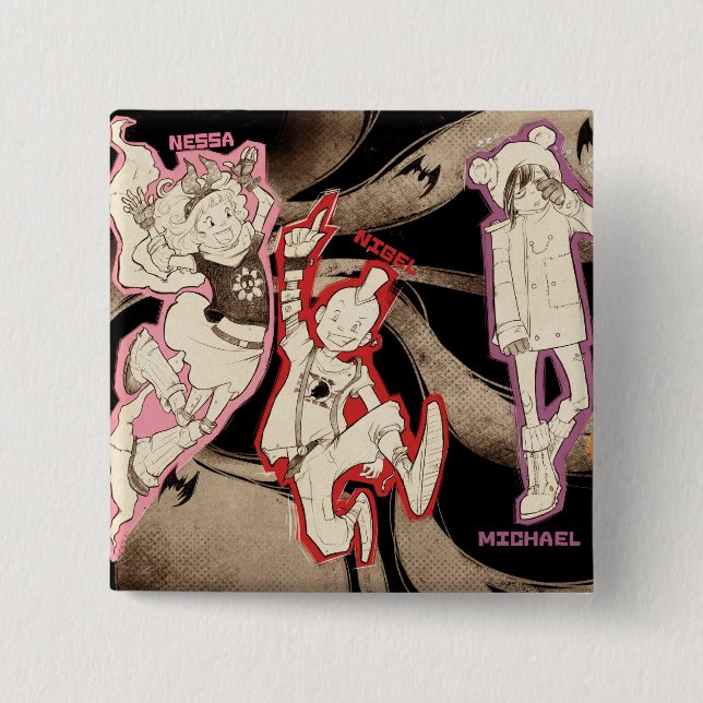 4 Little Monsters - Group 15 Cm Square Badge (Front)