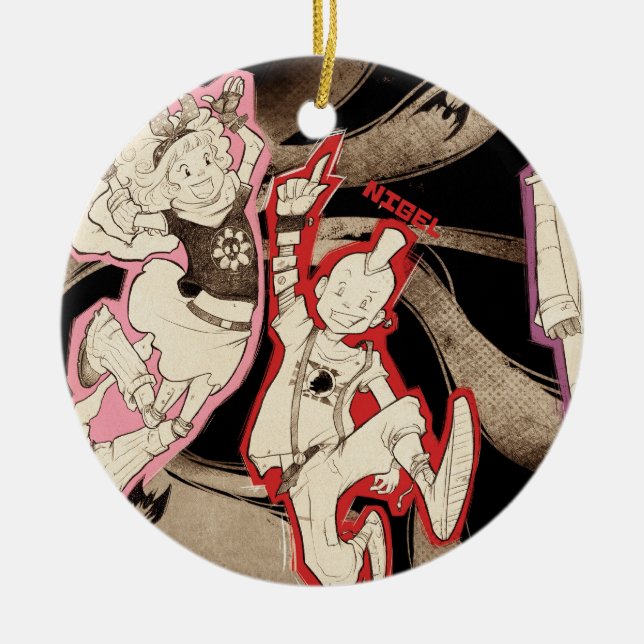 4 Little Monsters - Group Ceramic Tree Decoration (Front)