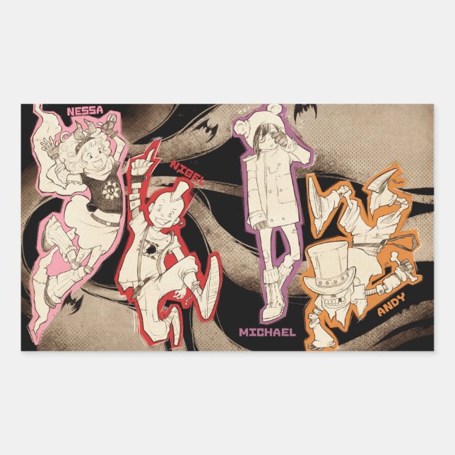 4 Little Monsters - Group Rectangular Sticker (Front)