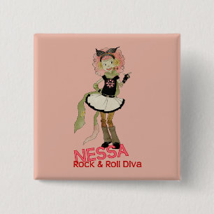 4 Little Monsters - Nessa 15 Cm Square Badge