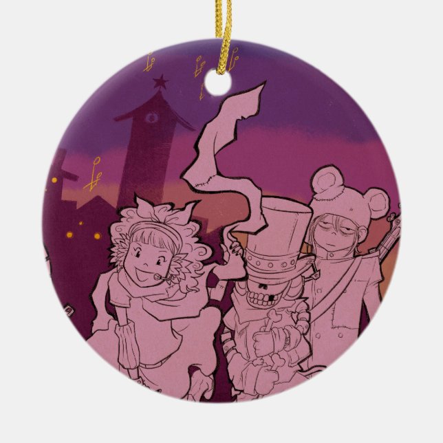 4 Little Monsters - Night Music Ceramic Tree Decoration (Front)