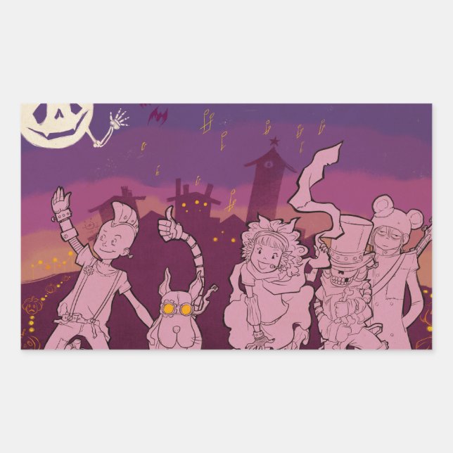 4 Little Monsters - Night Music Rectangular Sticker (Front)