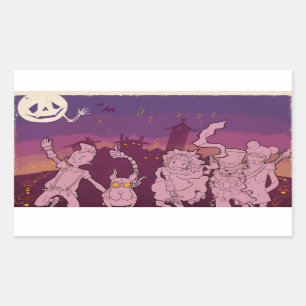 4 Little Monsters - Night Music Rectangular Sticker