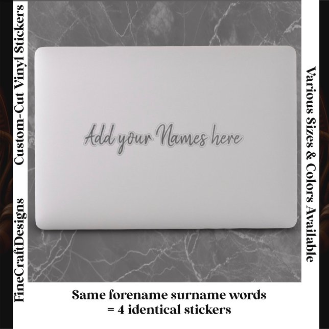 4 Modern Custom Name Laptop Stickers Set Grey (Creator Uploaded)