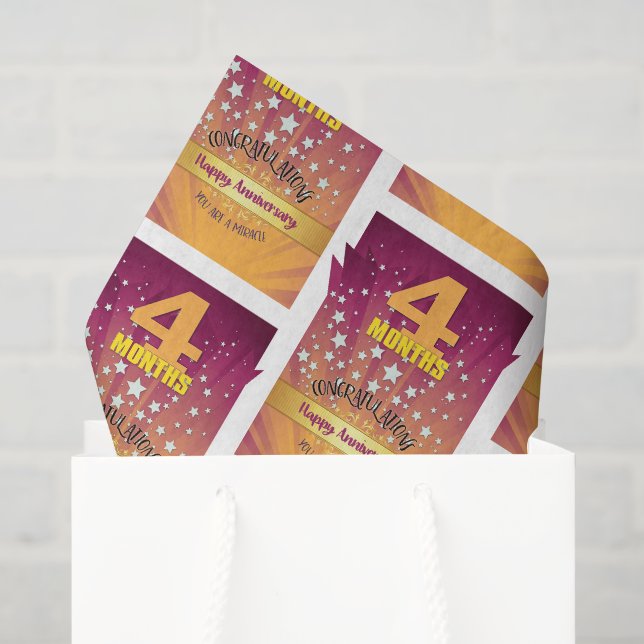 4 Months Recovery Anniversary Bold Numeral Tissue Paper (Gift Bag)