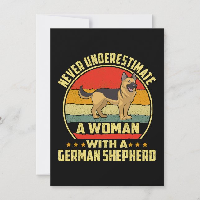 4 Never Underestimate A Woman With A German Shephe Invitation (Front)
