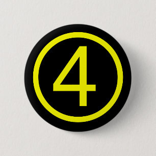 4 - number four 6 cm round badge
